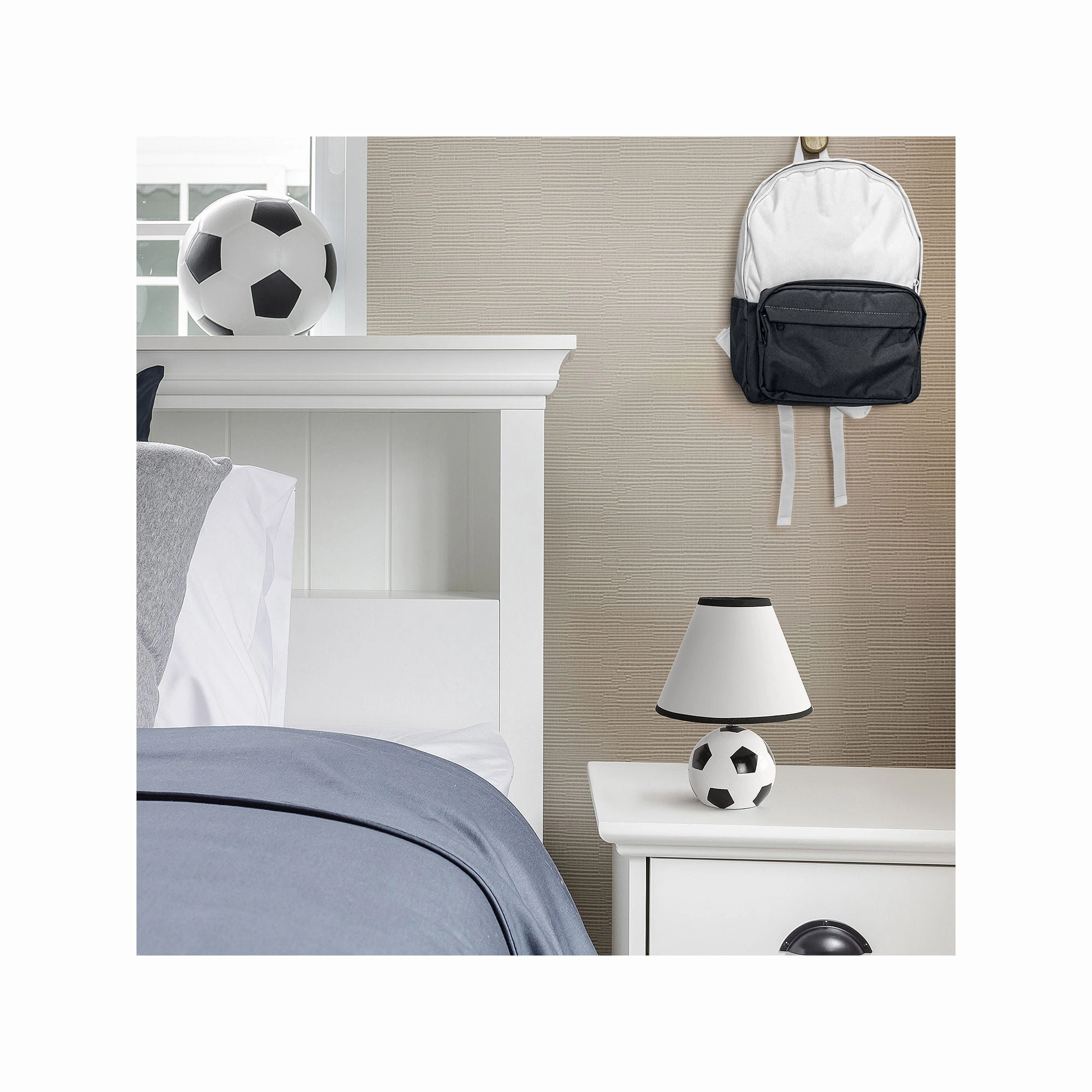 All The Rages Simple Designs Athletic Sports Ceramic Table Lamp LT1079-SCR - BLACK WHITE ONE SIZE