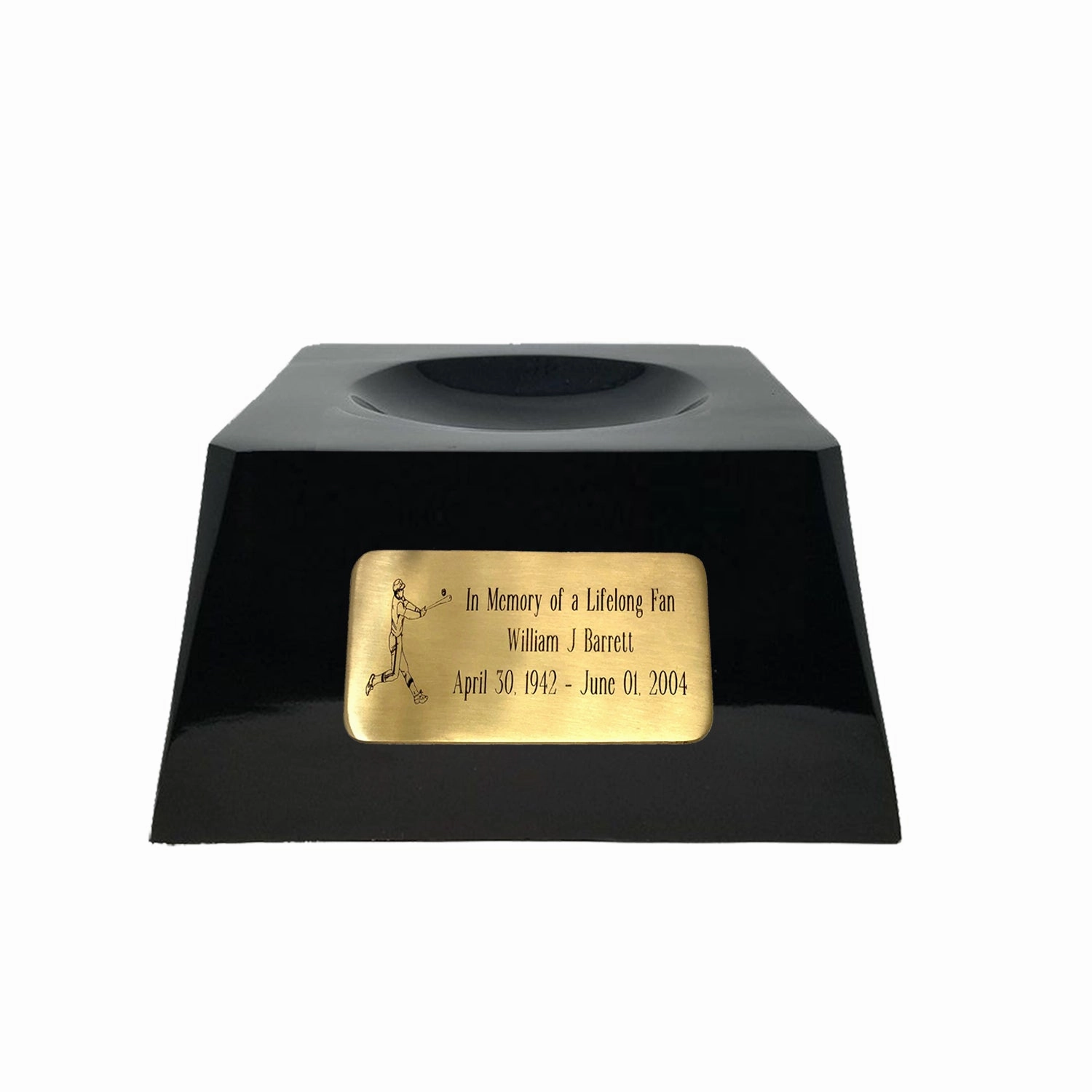 Baseball Cremation Urn with Optional Washington Nationals Ball Decor and Custom Metal Plaque