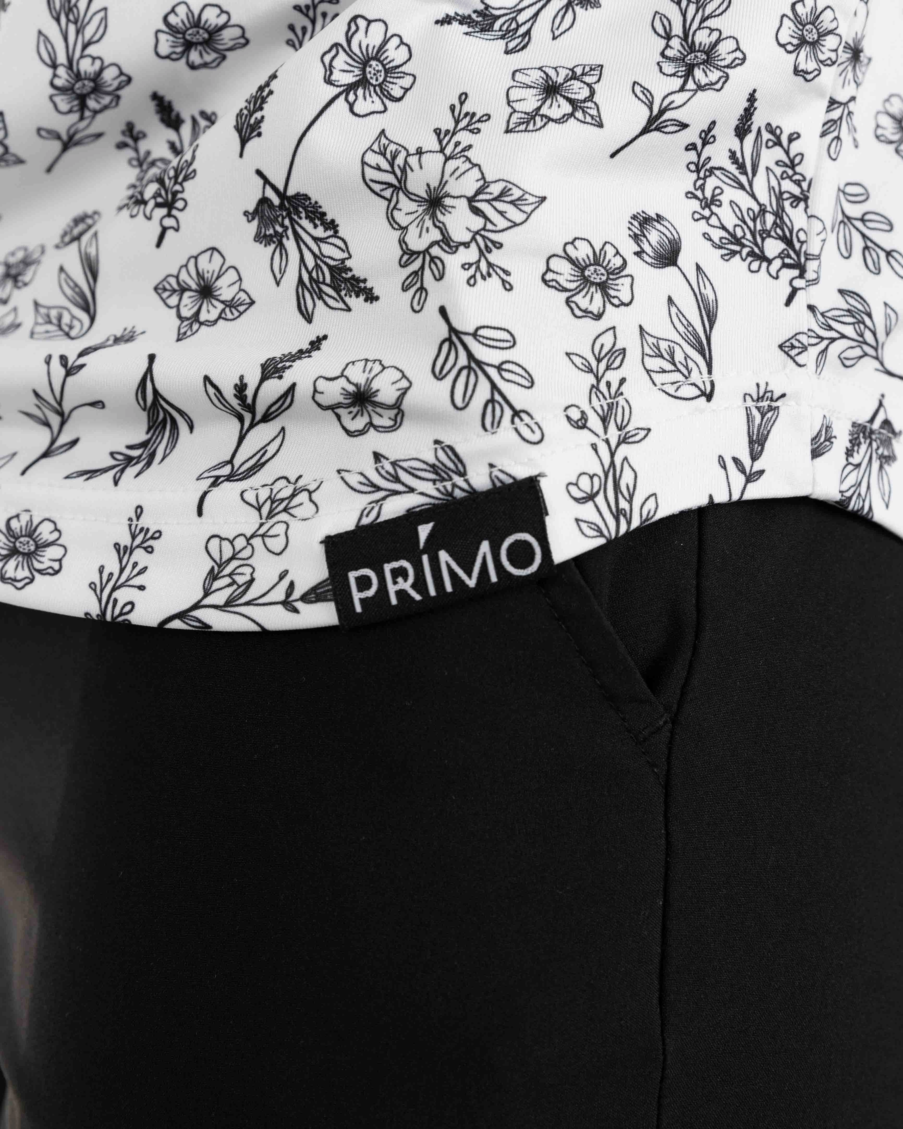 Black Floral Blade Polo