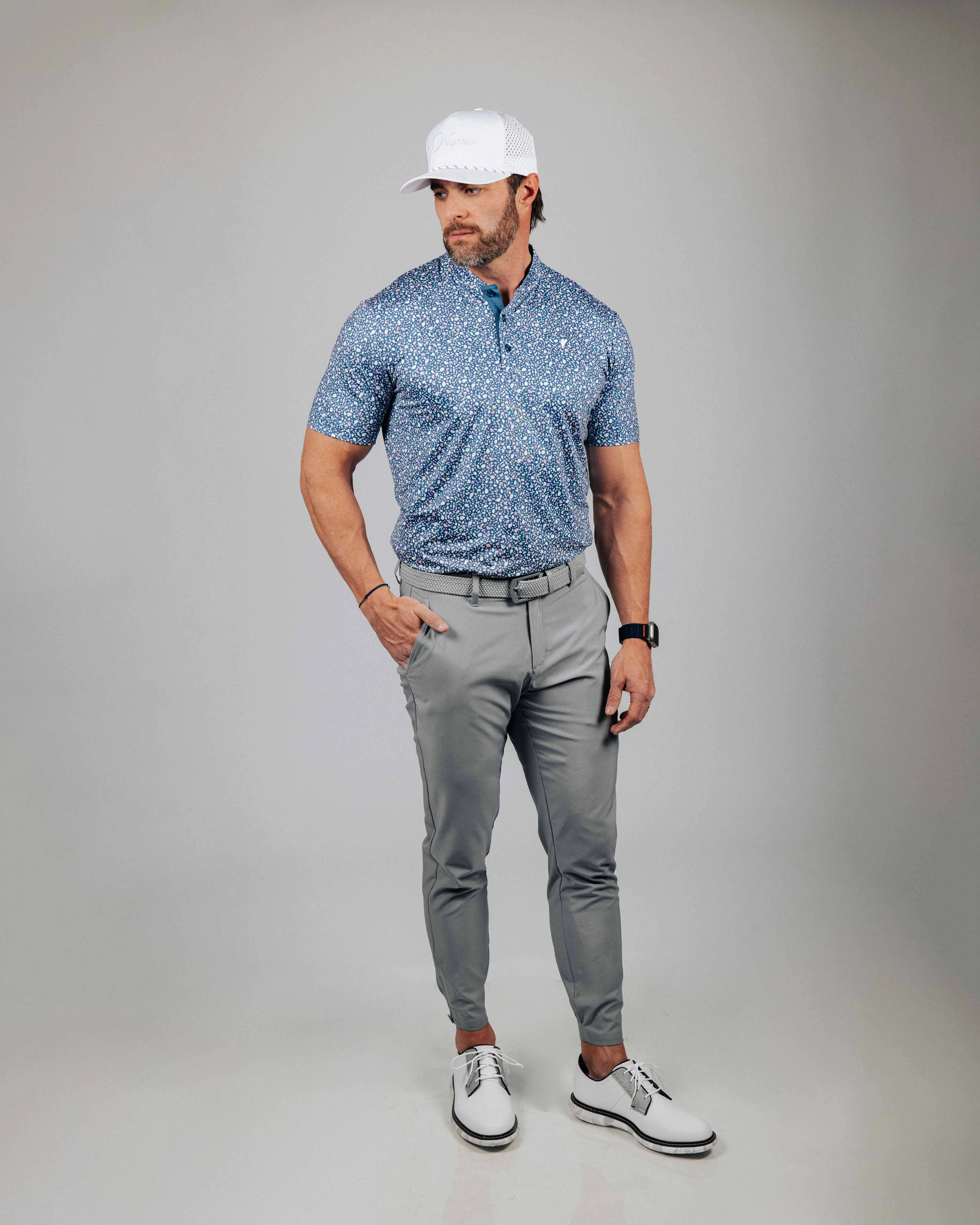 Blue Stained Glass Blade Collar Polo