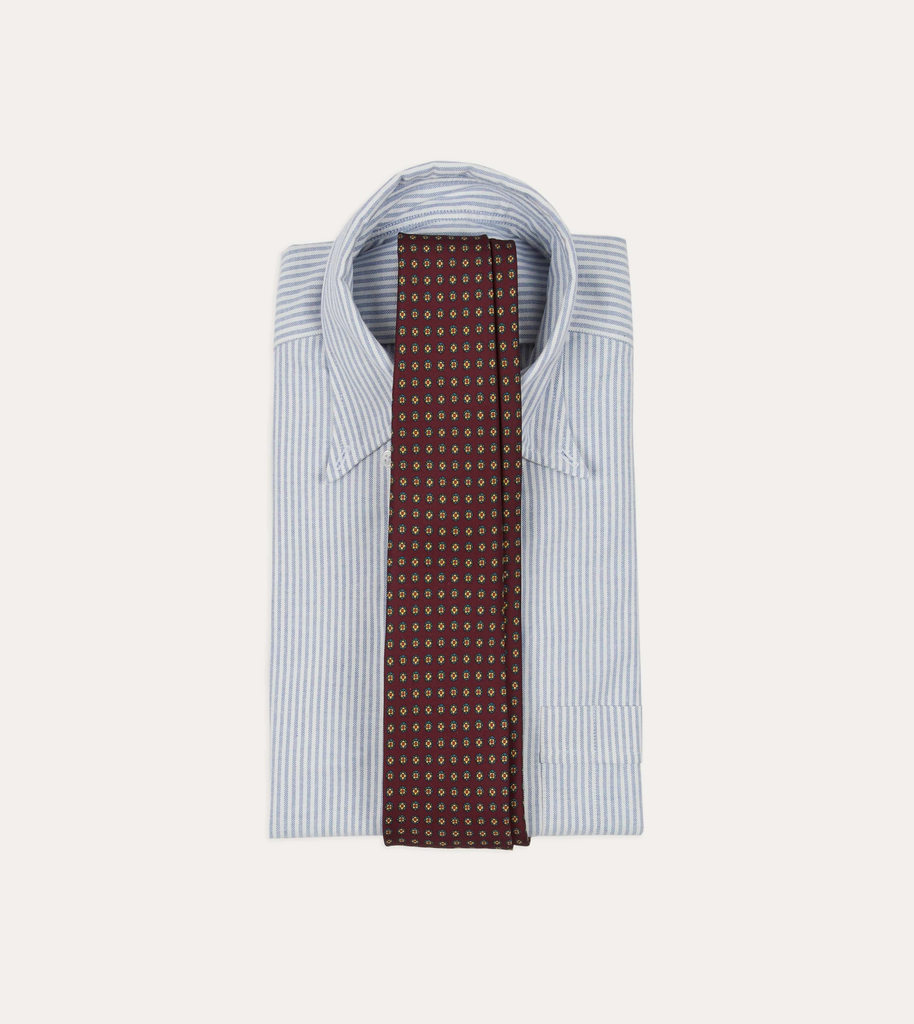 Burgundy Micro Geometric Print Silk Self Tipped Tie