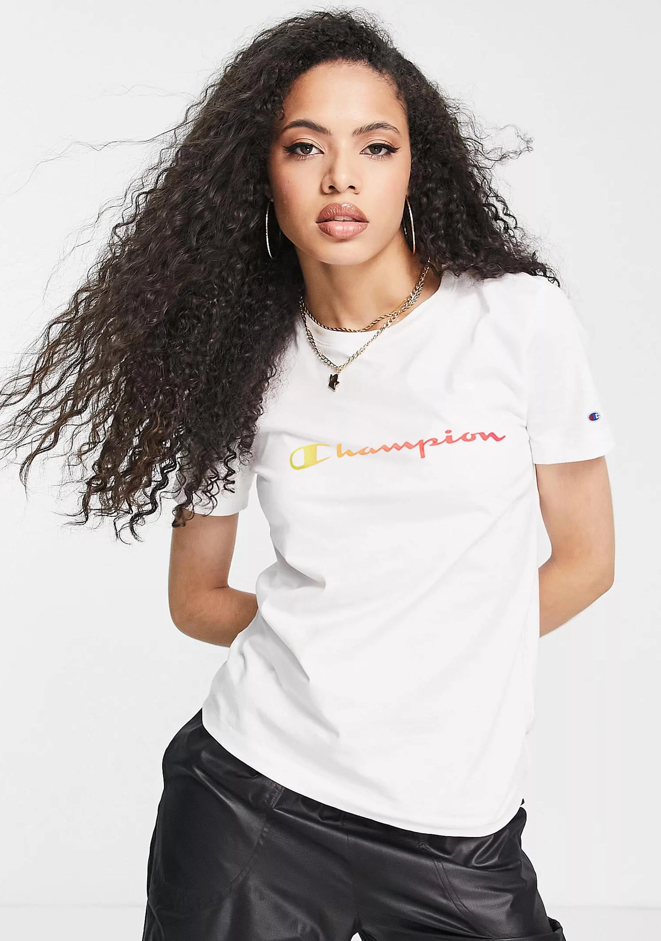 Champion Women's Ombre Script Short Sleeve Tee White