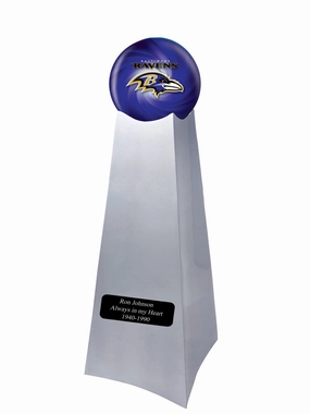 Championship Trophy Cremation Urn with Optional Baltimore Ravens Ball Decor and Custom Metal Plaque