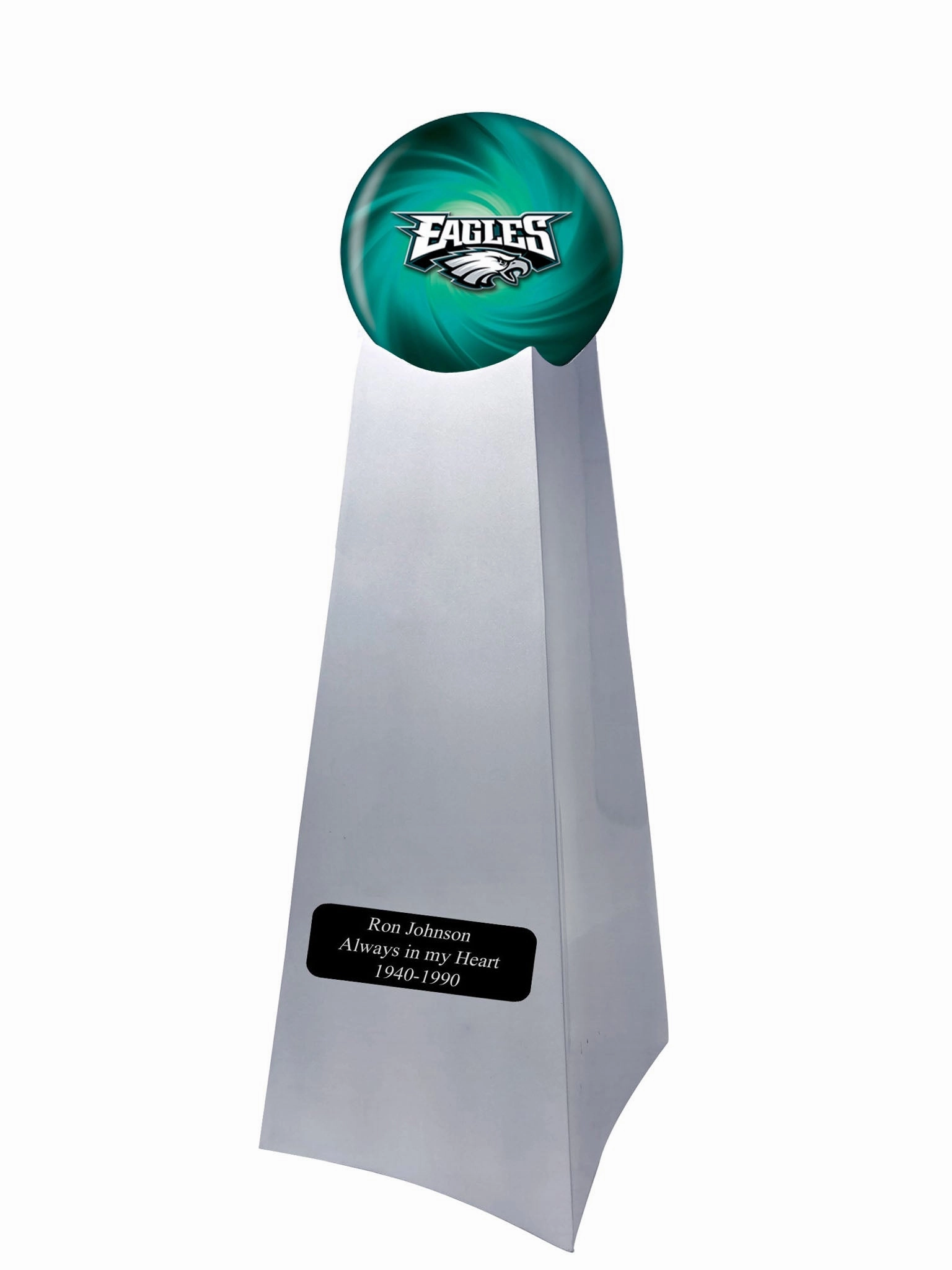 Championship Trophy Cremation Urn with Optional Philadelphia Eagles Ball Decor and Custom Metal Plaque