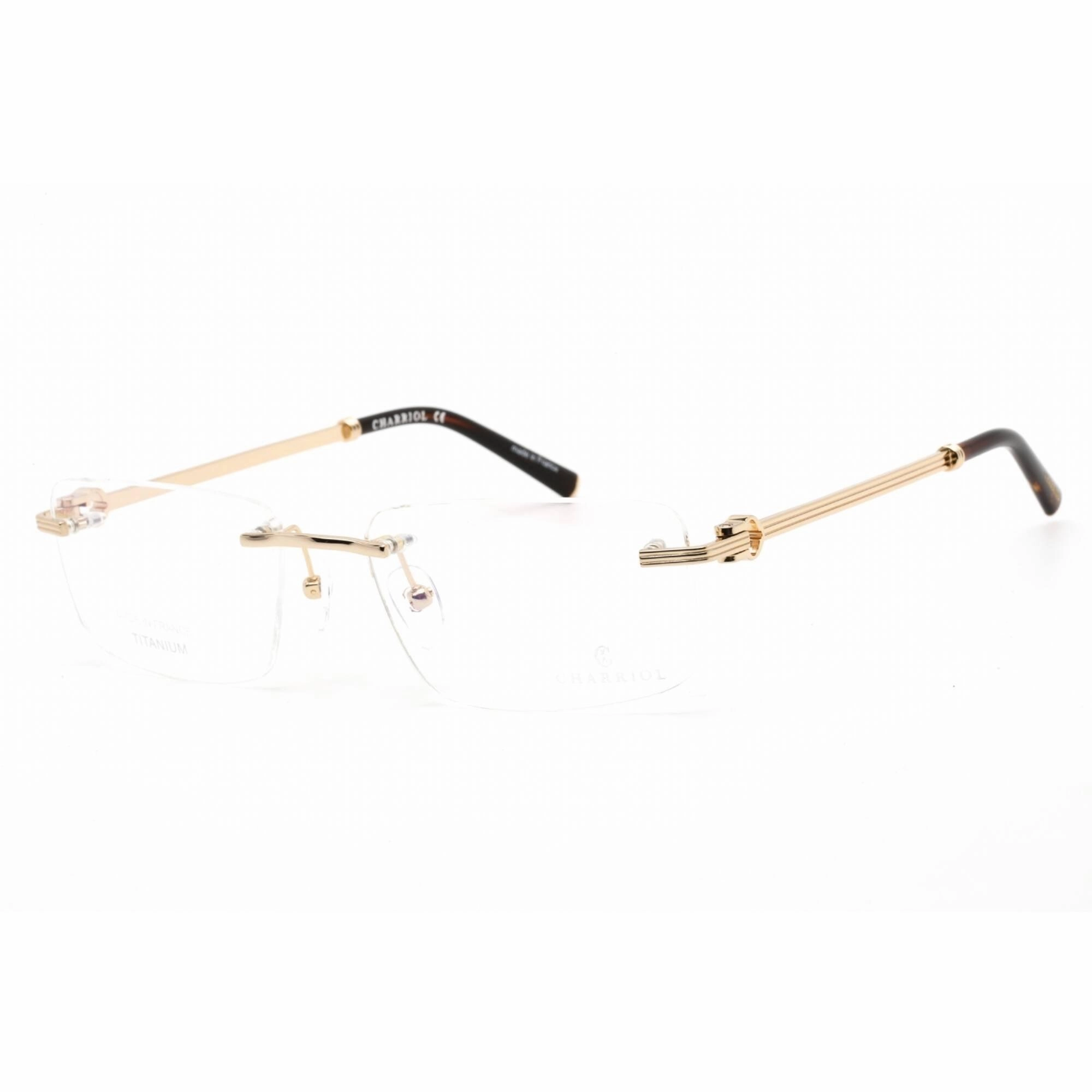 Charriol Men's Eyeglasses - Shiny Light Gold Titanium Rectangular Frame | PC75081 C03