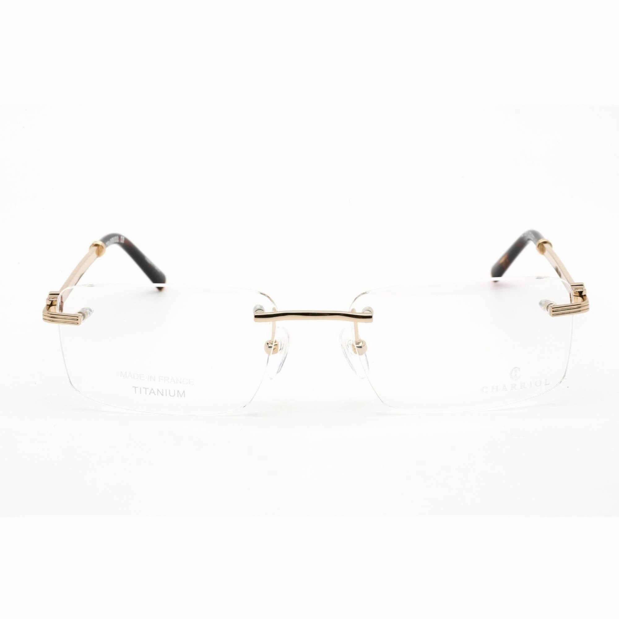 Charriol Men's Eyeglasses - Shiny Light Gold Titanium Rectangular Frame | PC75081 C03