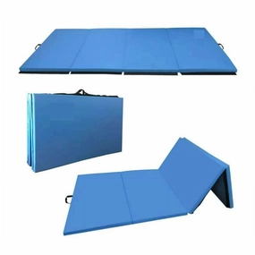 Coinus Sports COWC0208D 4-Panel Folding Gymnastics Exercise Mat with Handles, 4ft x 10ft, Blue