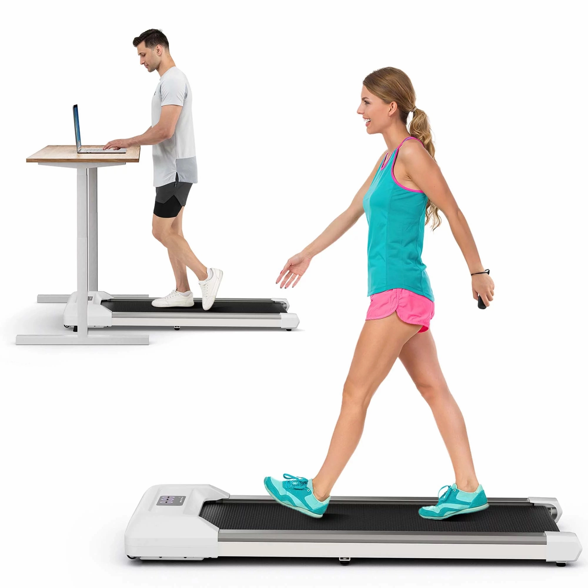 Costway NJDG3076U1-GR SuperFit 0.6-3.8MPH Walking Pad Under Desk Treadmill with Remote Control and LED Display Grey
