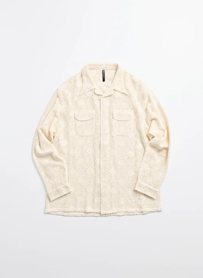 Cotton Lace Long Sleeve Open Collar Shirt