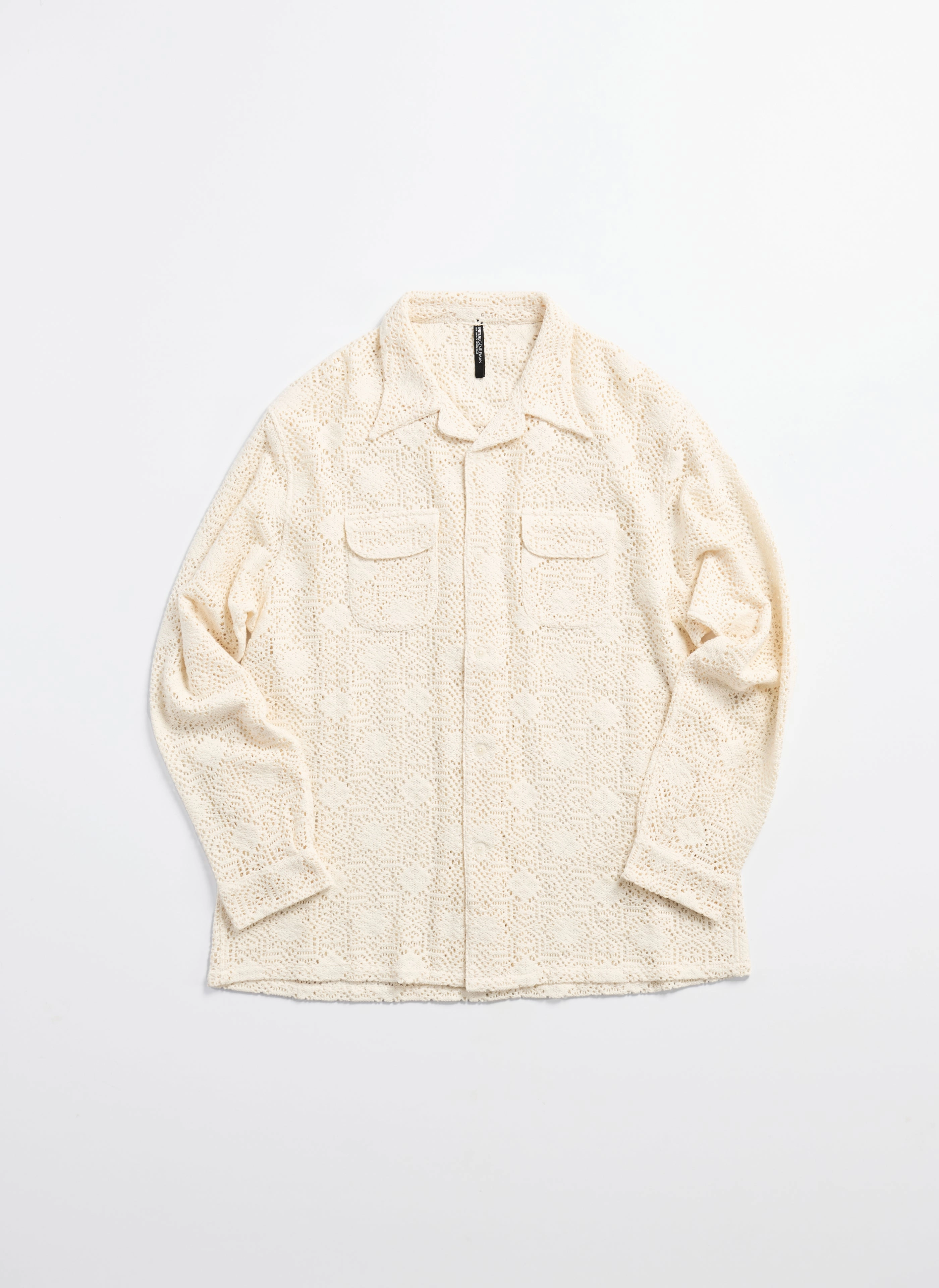 Cotton Lace Long Sleeve Open Collar Shirt