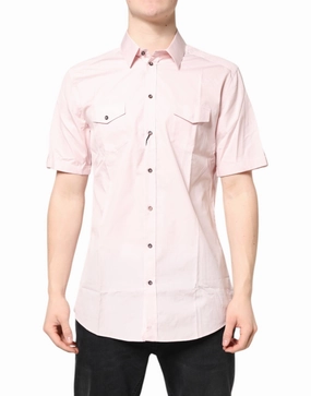 Dolce & Gabbana Short Sleeves Cotton gold Casual Men's Shirt