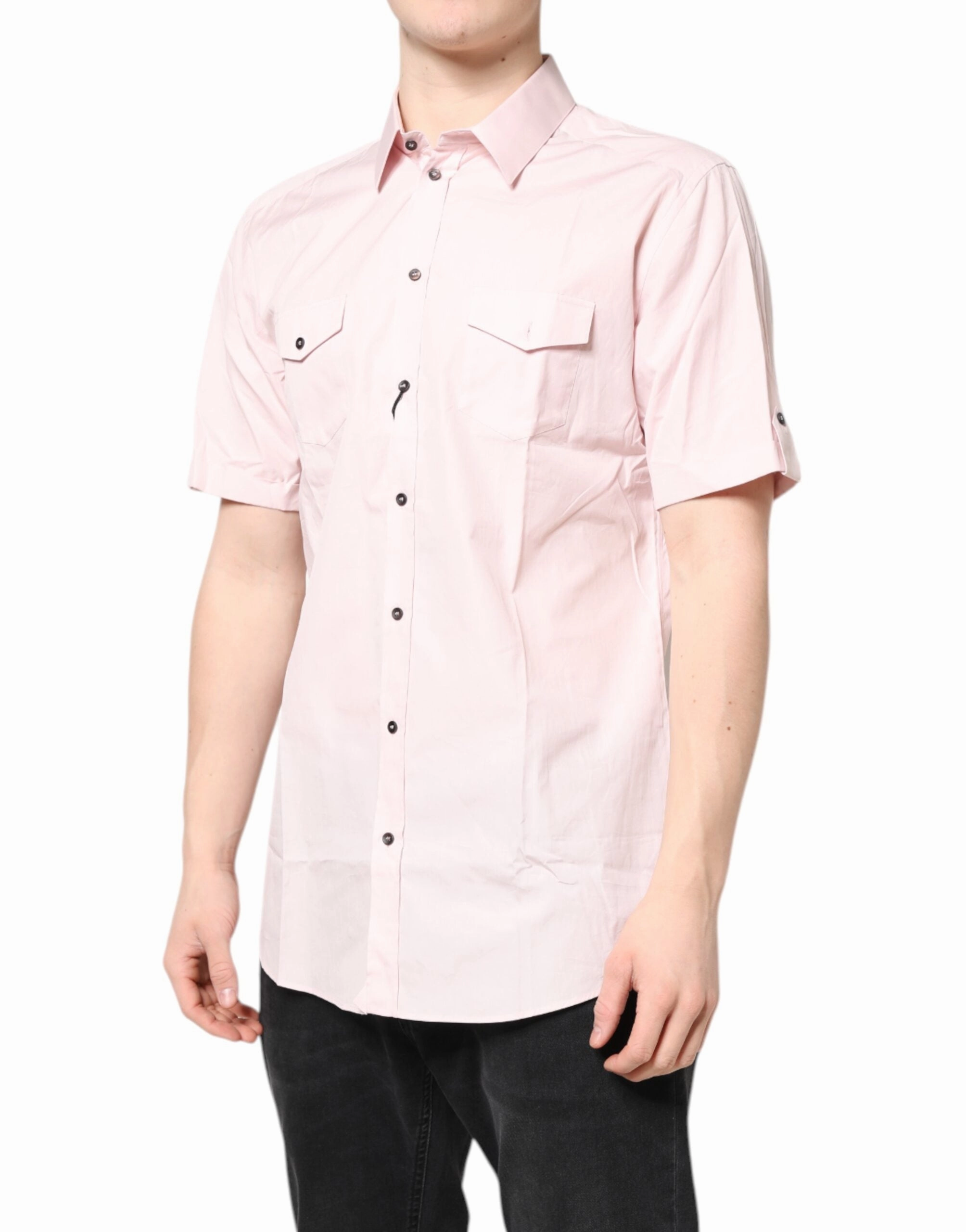 Dolce & Gabbana Short Sleeves Cotton gold Casual Men's Shirt