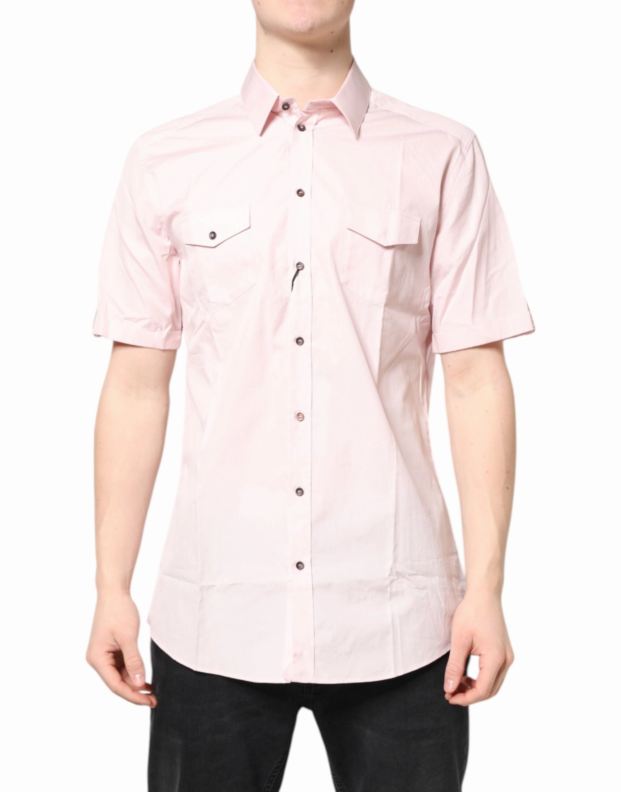 Dolce & Gabbana Short Sleeves Cotton gold Casual Men's Shirt