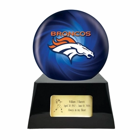 Football Cremation Urn with Optional Denver Broncos Ball Decor and Custom Metal Plaque