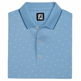 FootJoy Push Play Print Lisle Knit Collar Golf Polo Dusk Blue/White - SS22 Men