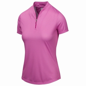 Greg Norman ML75 2Below Micro Paisley Zip Golf Polo Velvet Berry - SS19 Women