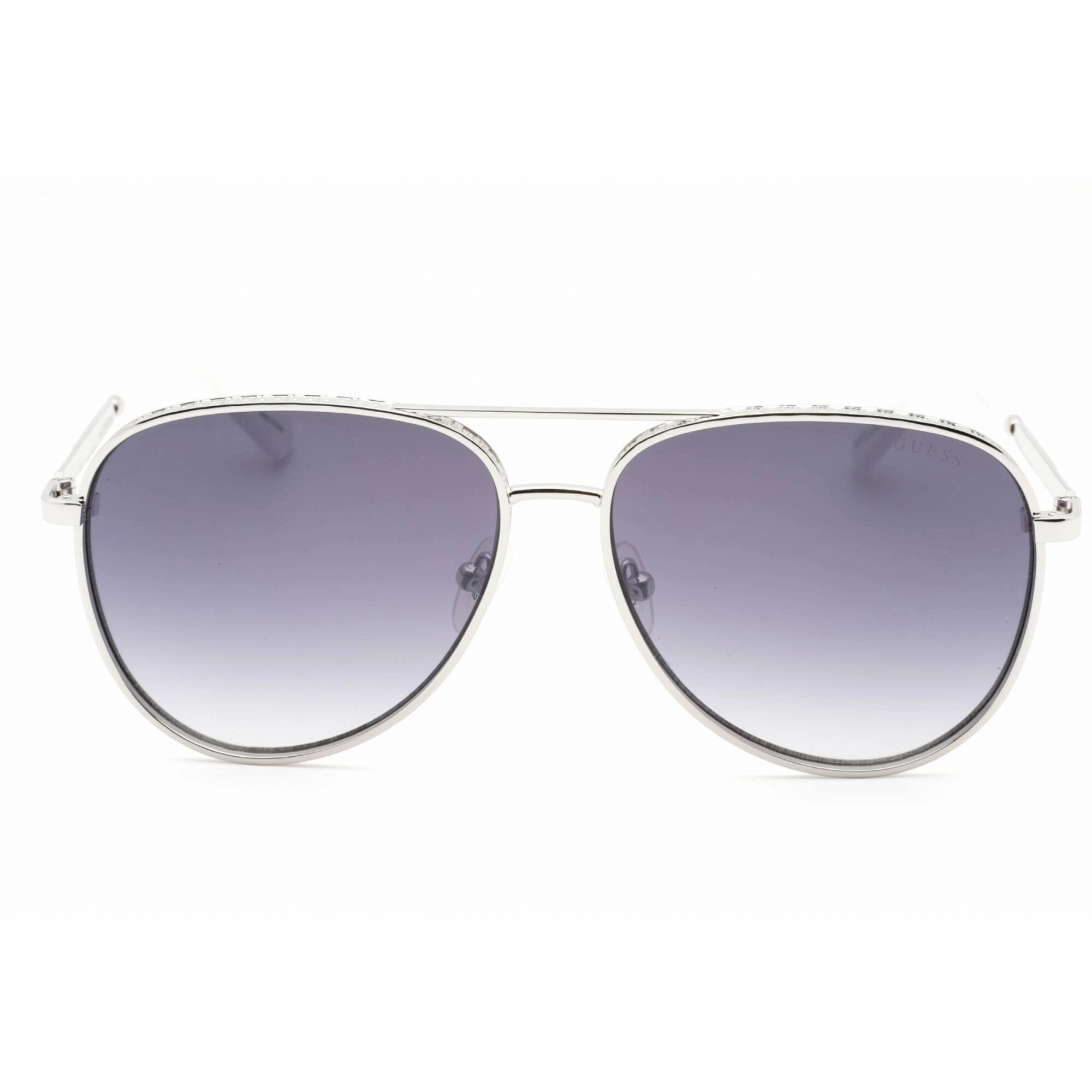Guess Men's Sunglasses - Shiny Light Nickeltin Aviator Full Rim Frame | GU5206 10C