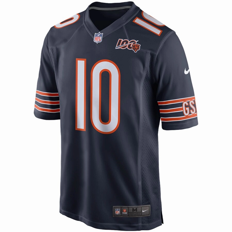 Men's Chicago Bears Mitchell Trubisky Nike Navy 100th Season Game Jersey