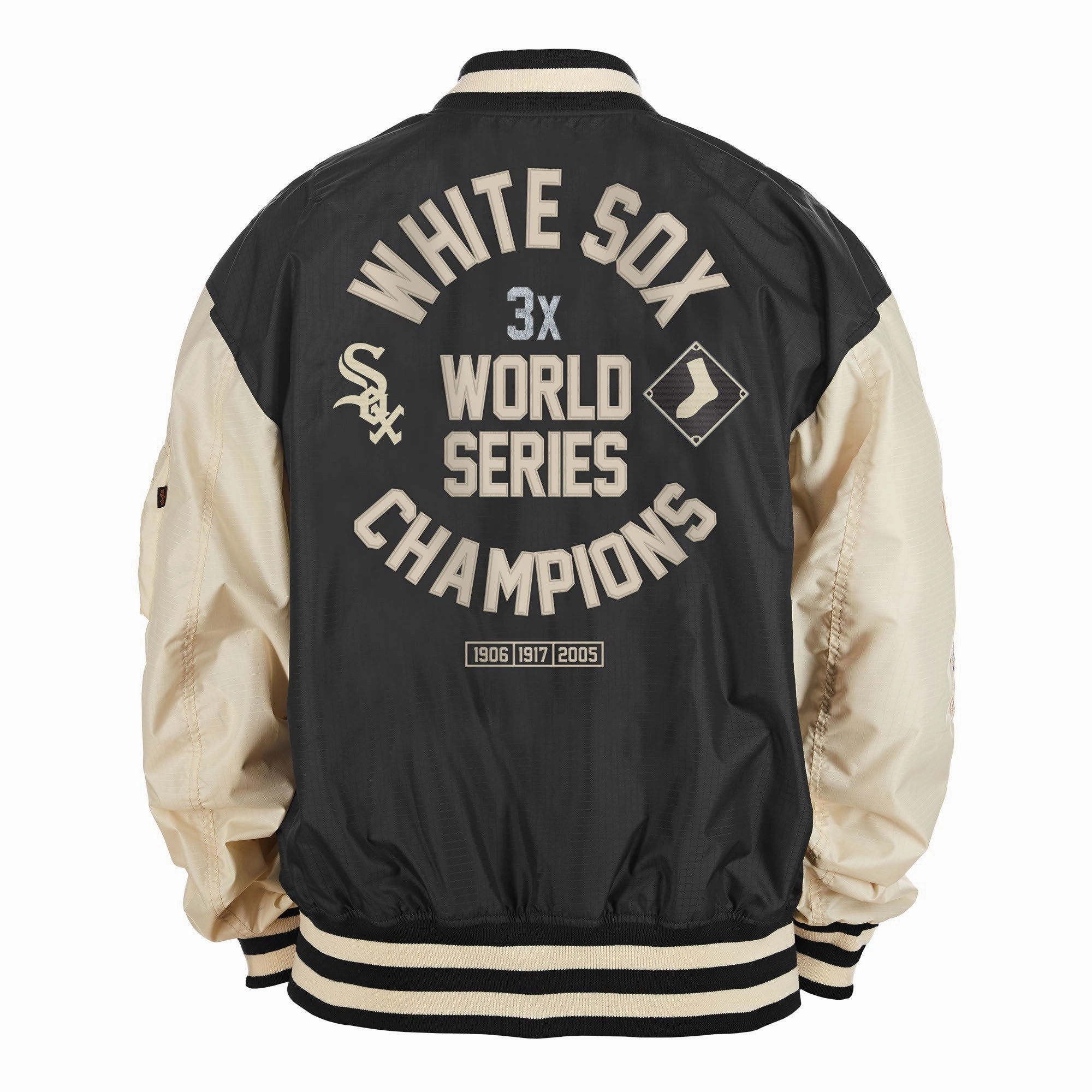 Men's Chicago White Sox Alpha Industries X New Era Black/Off White L-2B Flight Jacket