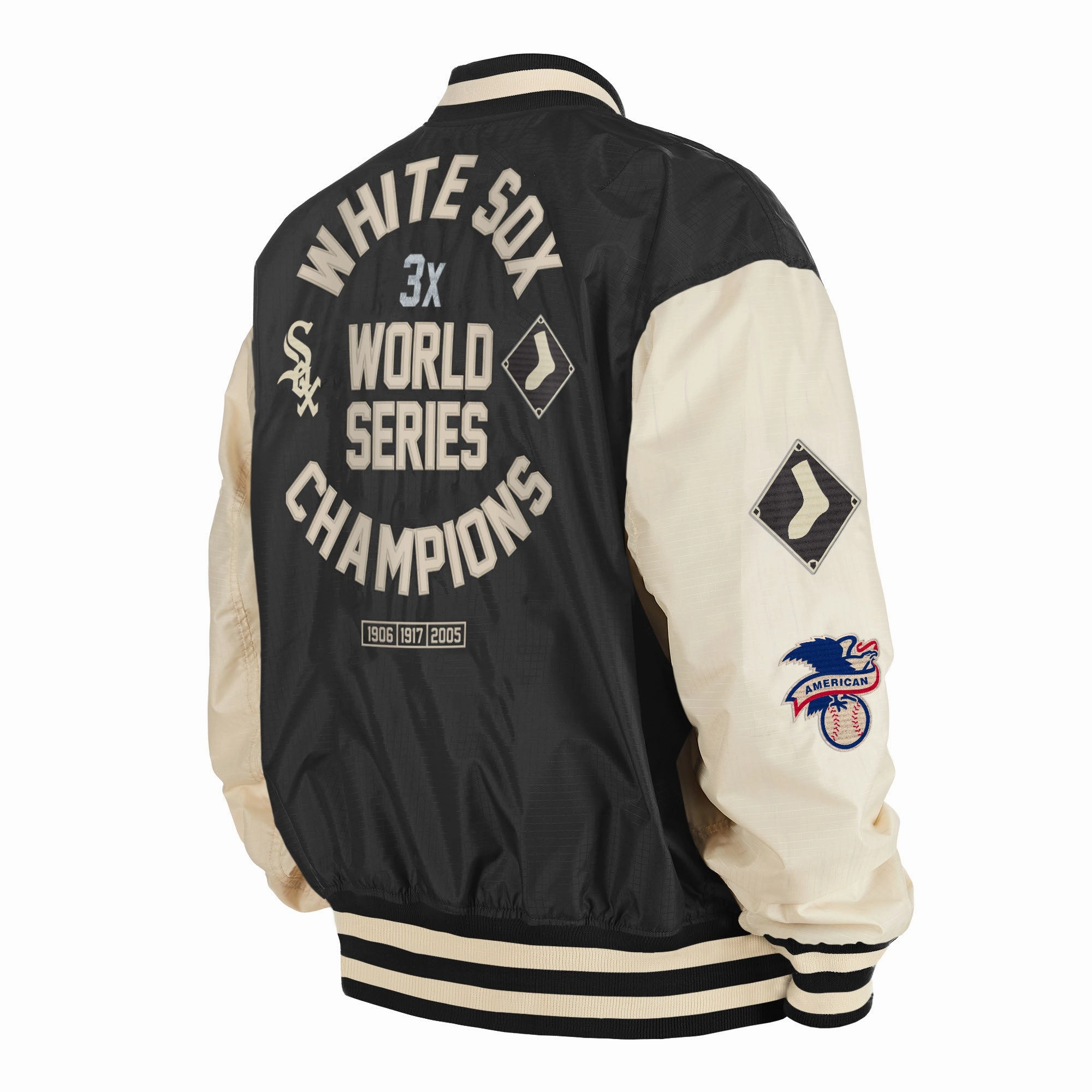 Men's Chicago White Sox Alpha Industries X New Era Black/Off White L-2B Flight Jacket