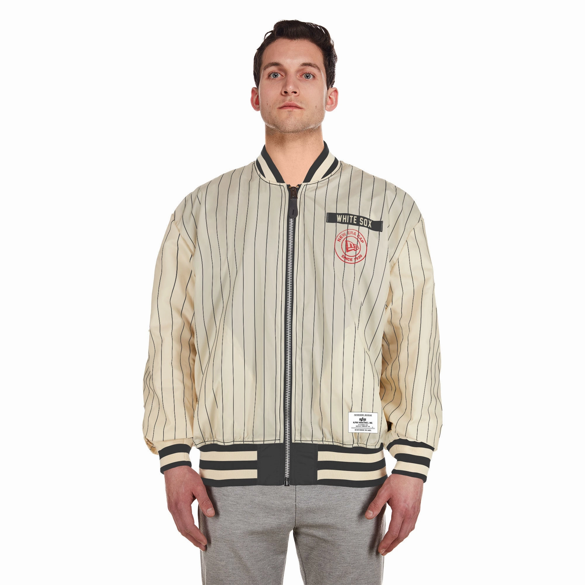 Men's Chicago White Sox Alpha Industries X New Era Black/Off White L-2B Flight Jacket
