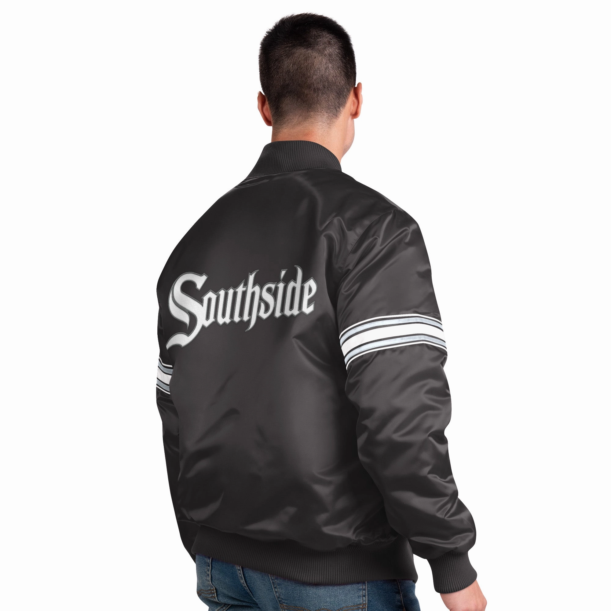 Men's Chicago White Sox City Connect Pick & Roll Starter Satin Jacket-Black