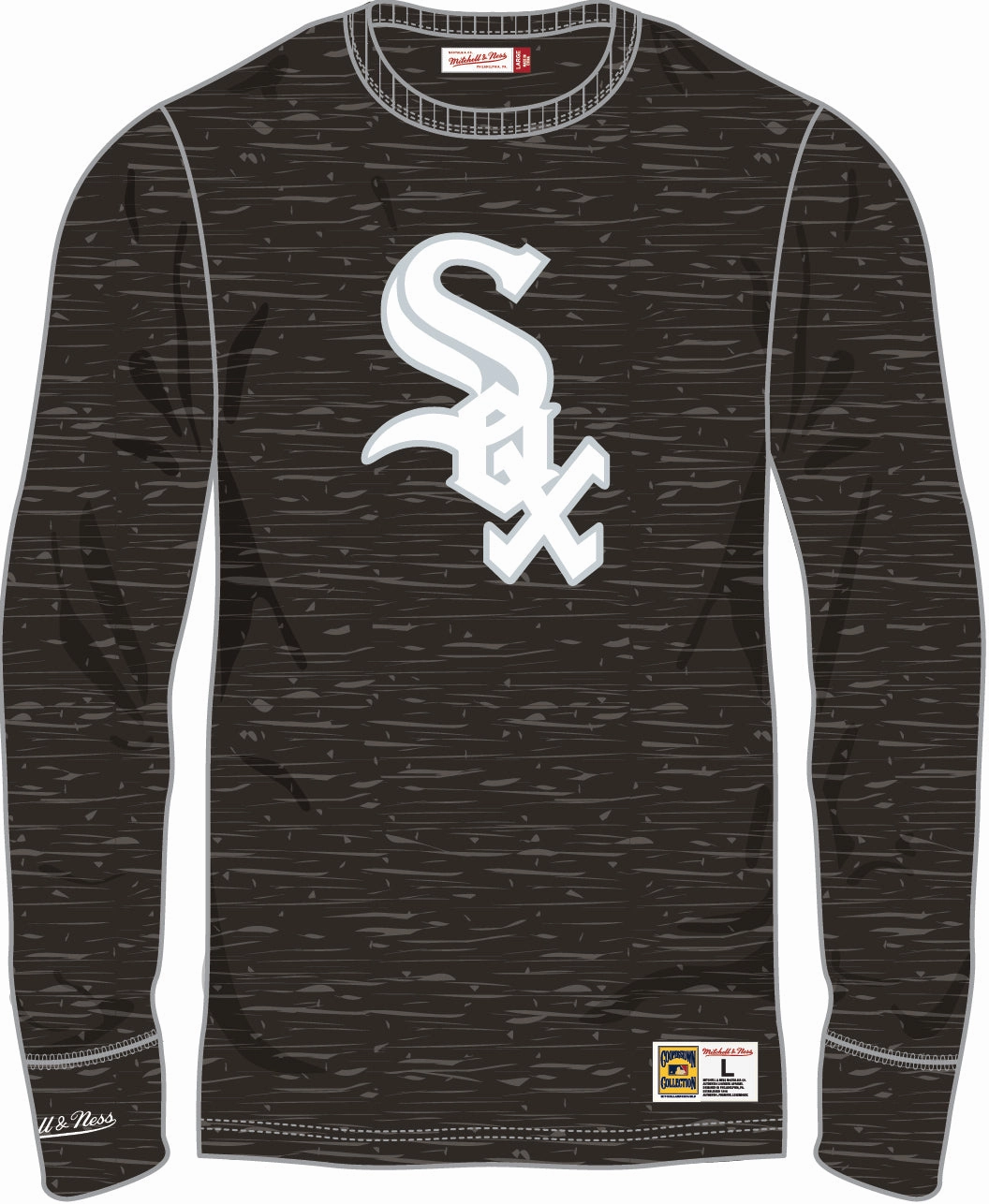 Men's Chicago White Sox Cooperstown Collection Black Legendary Slub Long Sleeve Tee