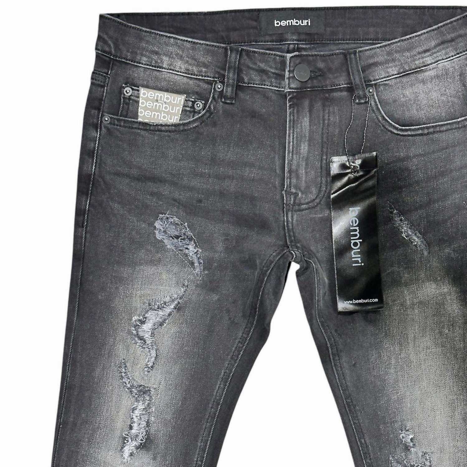 Men's Skinny Denim Jean In Dark Grey