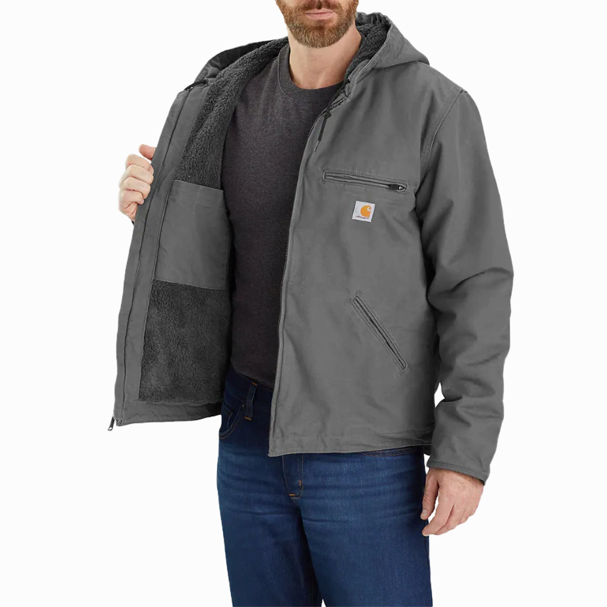 Men's Washed Duck Sherpa-Lined Jacket