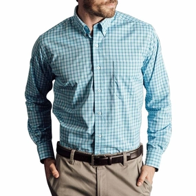Oxford Howell Plaid Performance Buttondown Golf Polo Sky Blue - SS18 Men