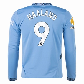 Puma Manchester City Erling Haaland Home Long Sleeve Jersey w/ EPL   No Room For Racism Patch 24/25 (Team Light/Marine Blue)