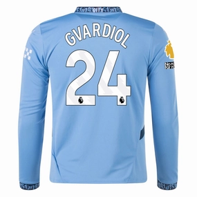 Puma Manchester City Joško Gvardiol Home Long Sleeve Jersey w/ EPL   No Room For Racism Patch 24/25 (Team Light/Marine Blue)