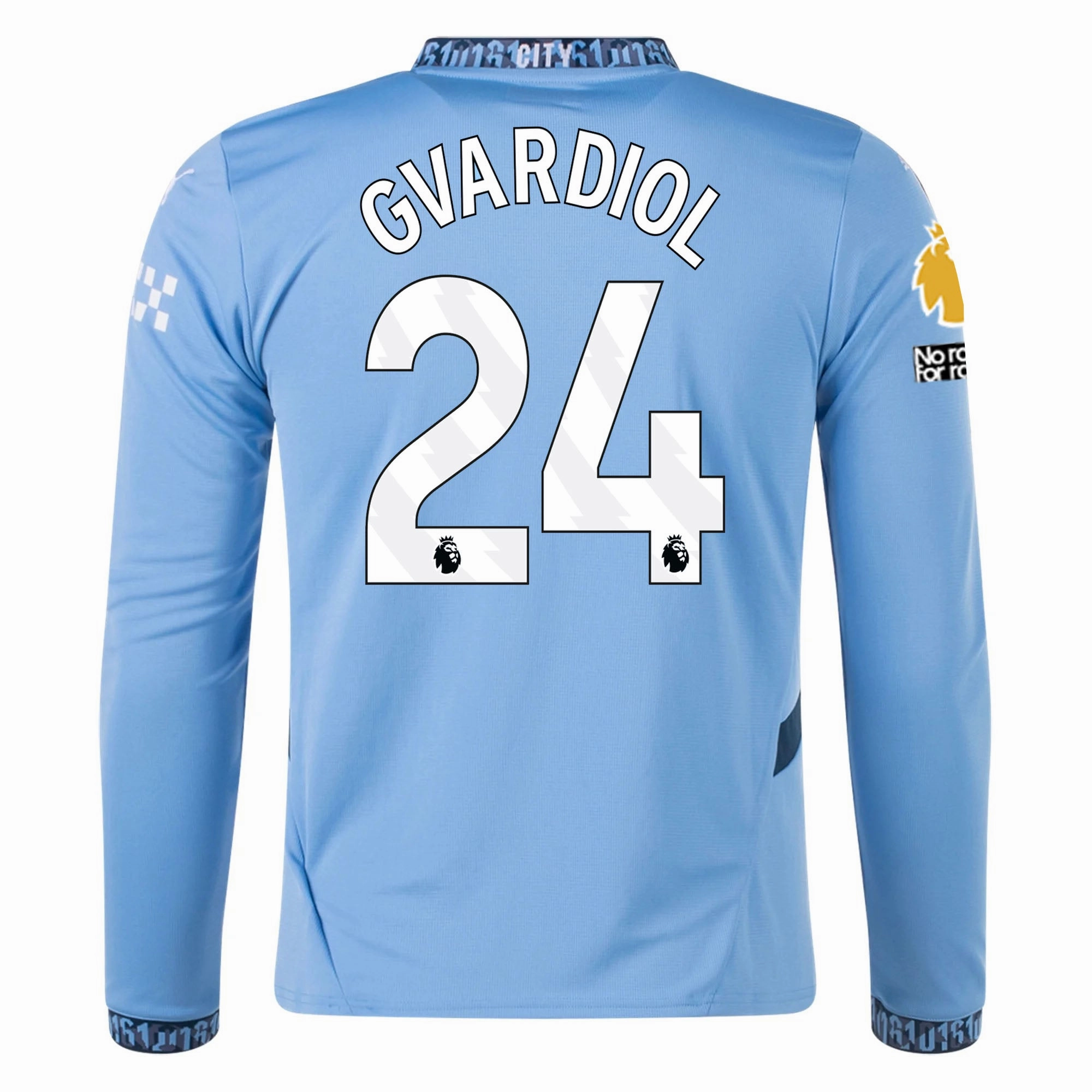 Puma Manchester City Joško Gvardiol Home Long Sleeve Jersey w/ EPL   No Room For Racism Patch 24/25 (Team Light/Marine Blue)