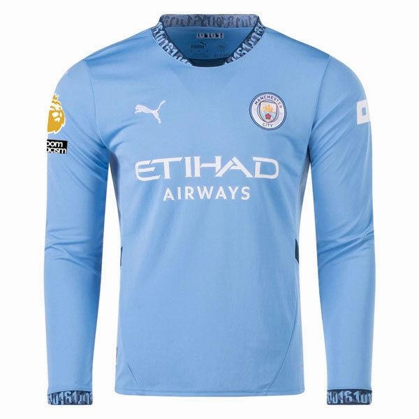 Puma Manchester City Joško Gvardiol Home Long Sleeve Jersey w/ EPL   No Room For Racism Patch 24/25 (Team Light/Marine Blue)