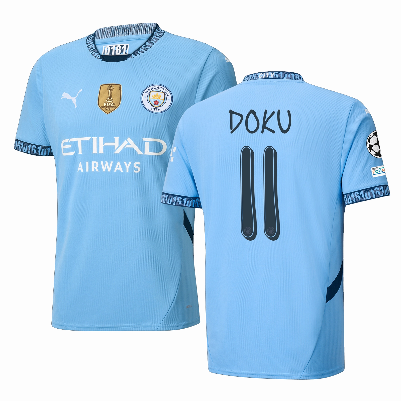 Puma Manchester Jérémy Doku Home Jersey w/ Champions League   Club World Cup Patch 24/25 (Team Light Blue/Marine Blue)