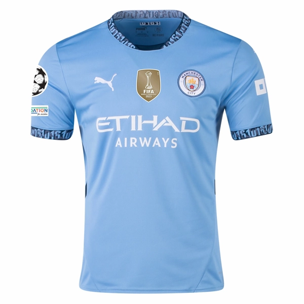 Puma Manchester Jérémy Doku Home Jersey w/ Champions League   Club World Cup Patch 24/25 (Team Light Blue/Marine Blue)