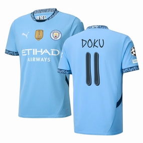 Puma Manchester Jérémy Doku Home Jersey w/ Champions League   Club World Cup Patch 24/25 (Team Light Blue/Marine Blue)