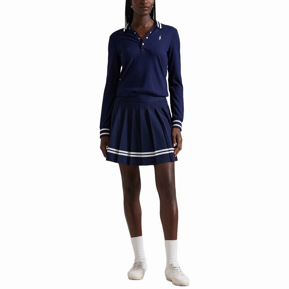 Ralph Lauren Drop Needle Rib Knit Golf Polo Refined Navy - FW24 Women