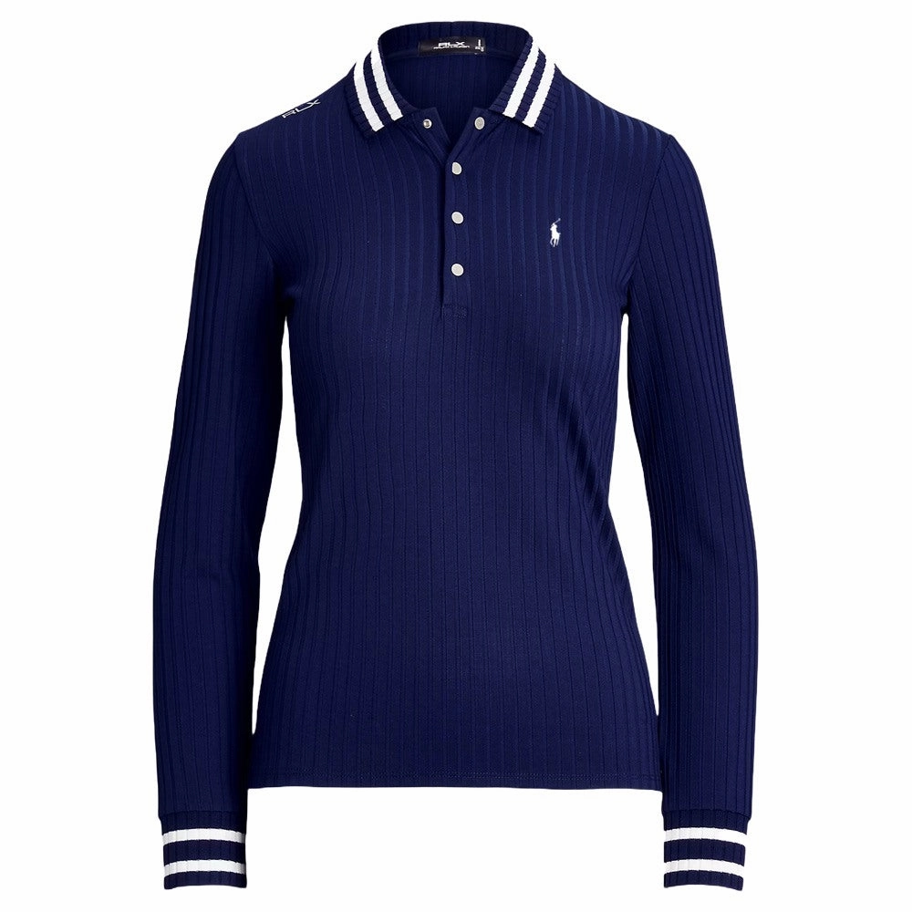 Ralph Lauren Drop Needle Rib Knit Golf Polo Refined Navy - FW24 Women