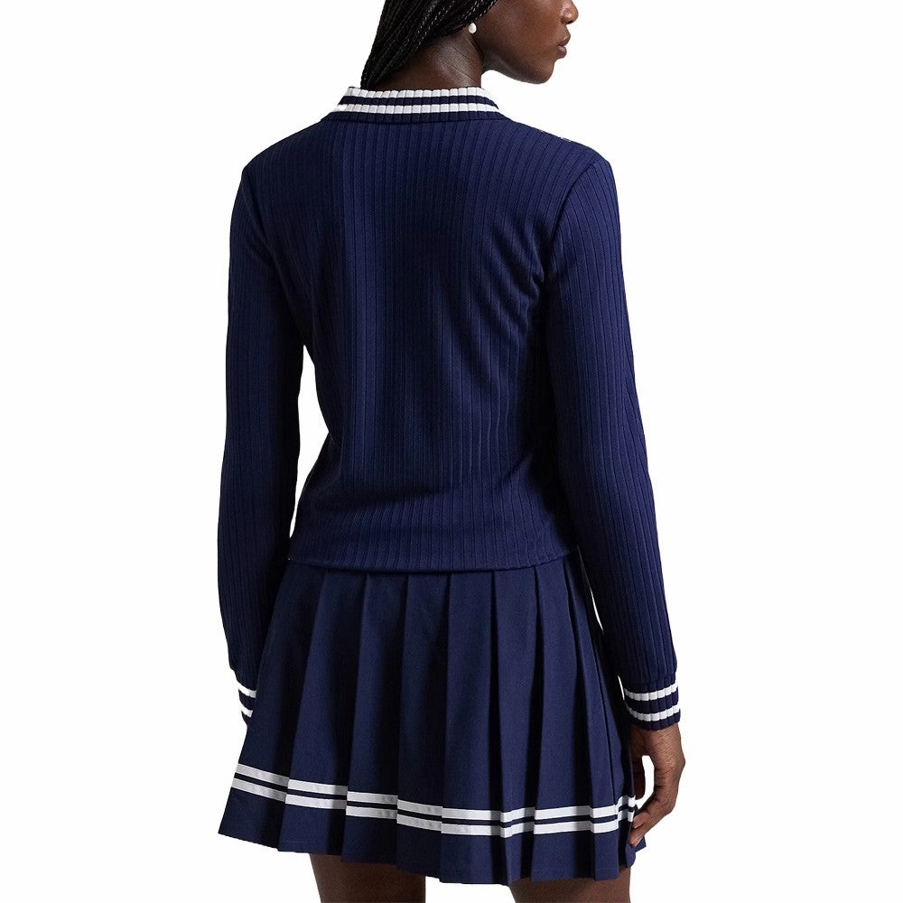 Ralph Lauren Drop Needle Rib Knit Golf Polo Refined Navy - FW24 Women