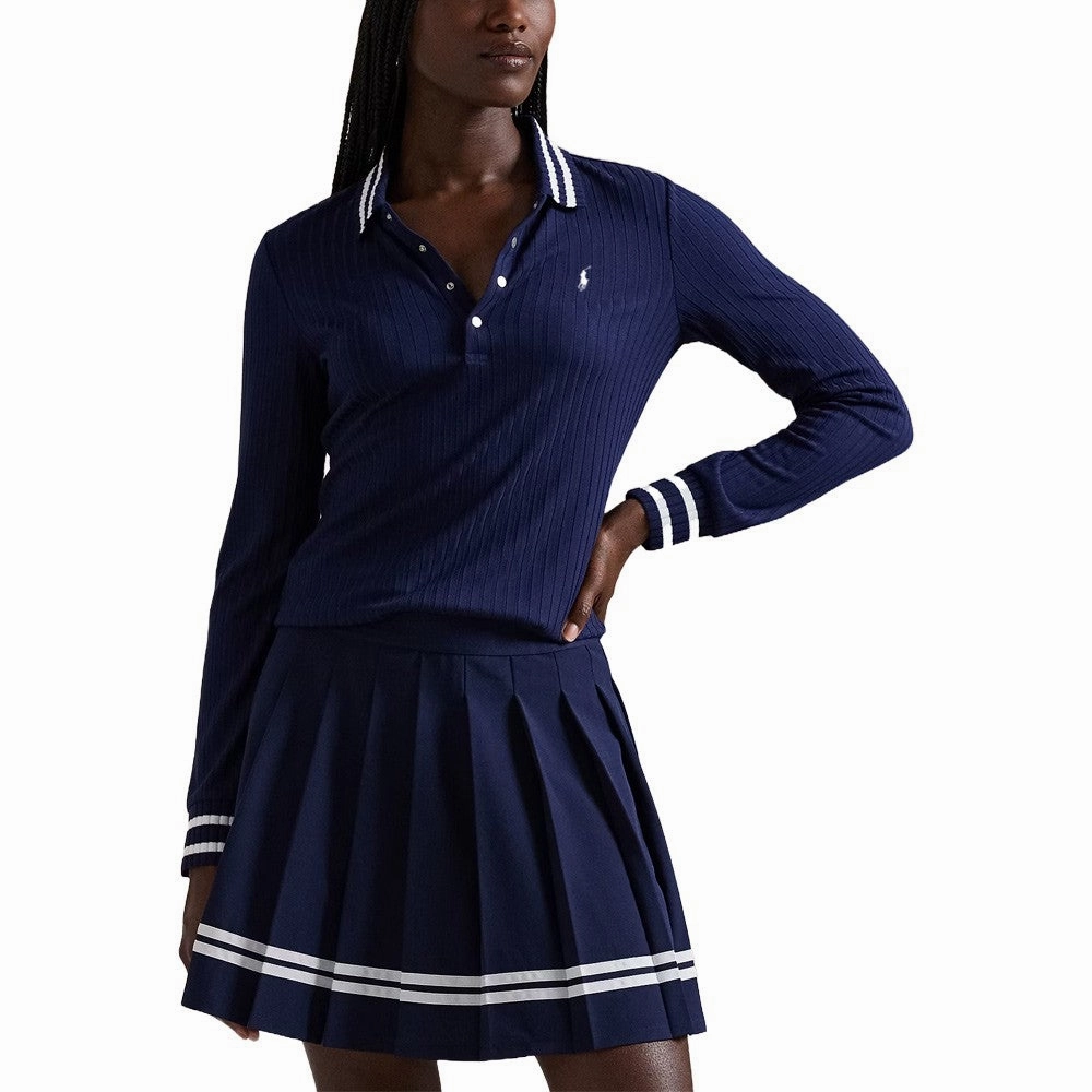 Ralph Lauren Drop Needle Rib Knit Golf Polo Refined Navy - FW24 Women
