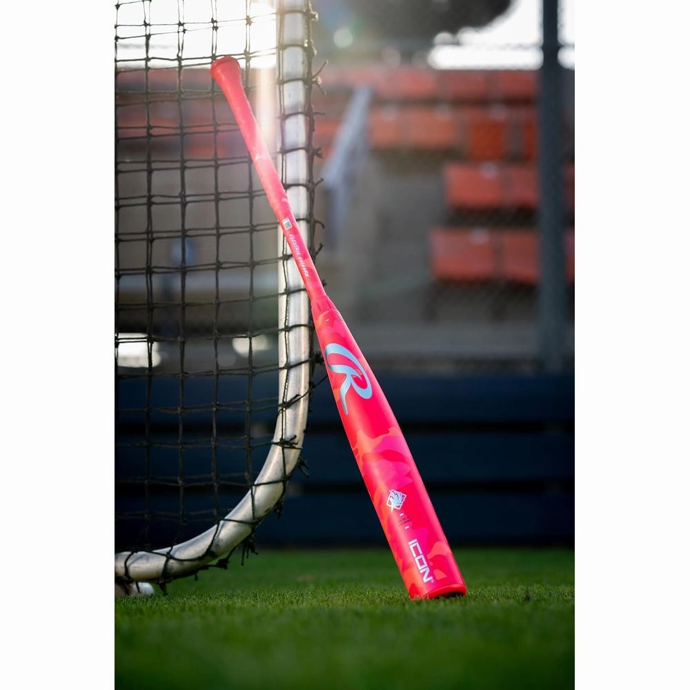 Rawlings 001RW261 33 30 2025 ICON Baseball Bat, -3 Drop, 2 5/8' Barrel, 2 Pc. Composite, Pink, Electric Unicorn, 33 Inches
