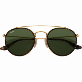 Round Double Bridge - Polished Gold/G-15 Green