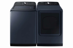 Samsung Navy Top Load Washer with Pet Care and Agitator (6.1cu.ft) & Smart Dryer with Pet Care (7.4cu.ft) - WA53CG7155ADA4/DVE54CG7155DAC
