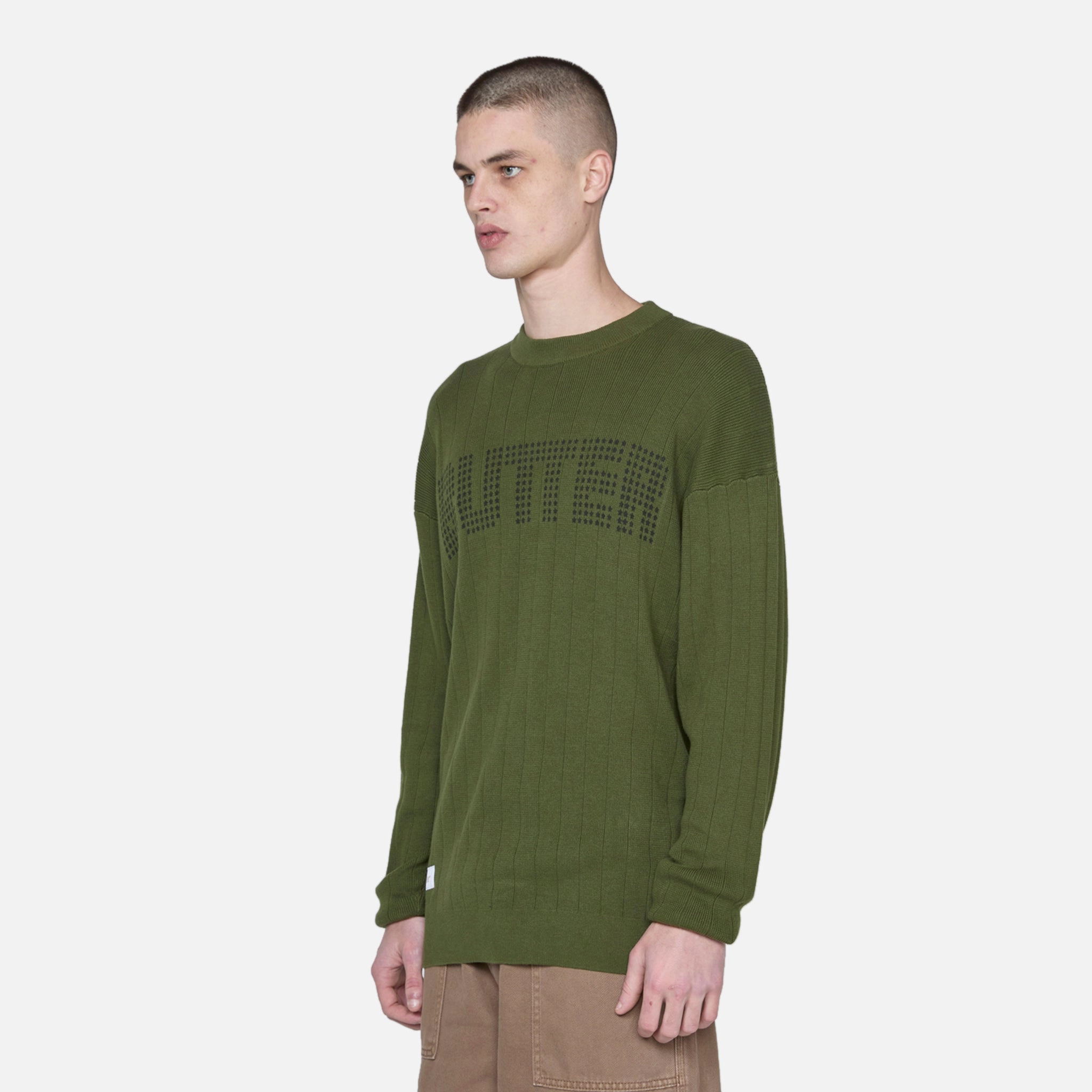 Stars Ribbed Knitted Sweater Foliage