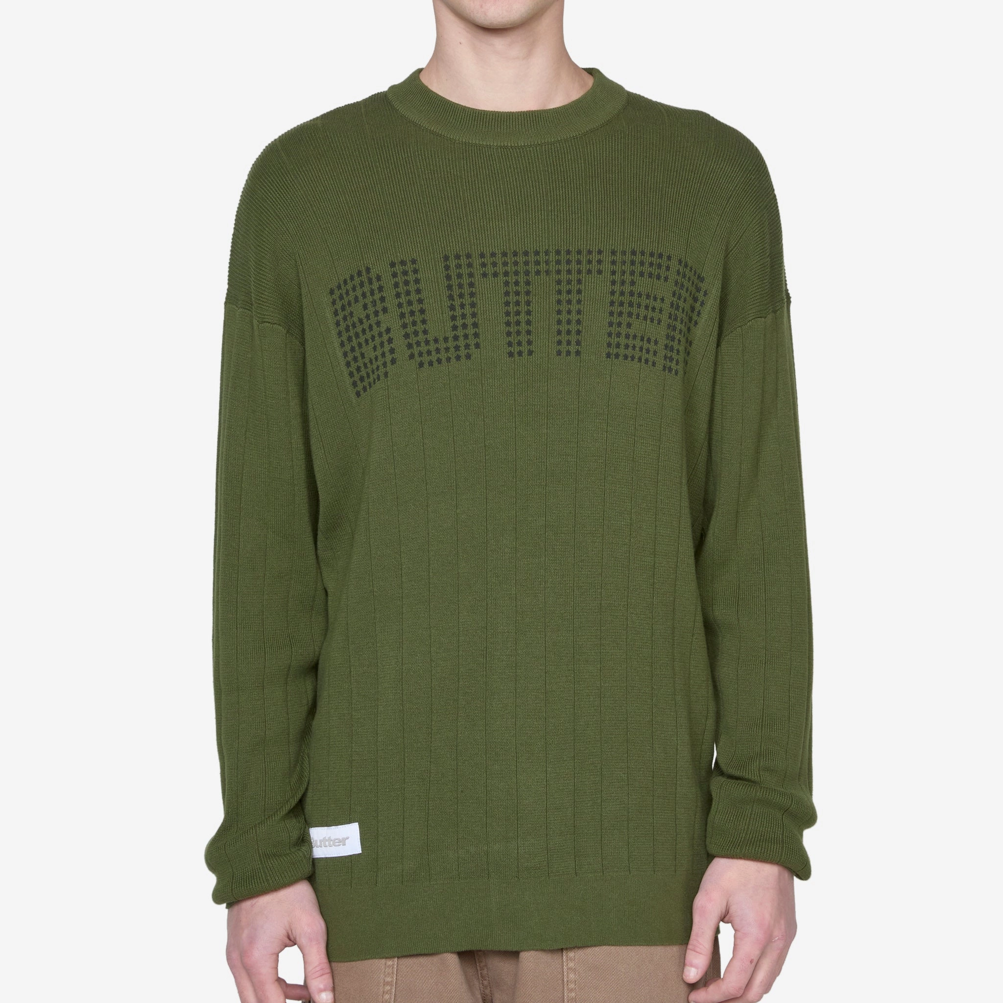 Stars Ribbed Knitted Sweater Foliage