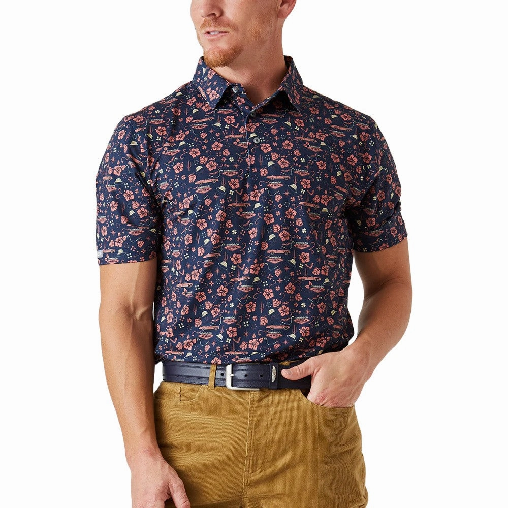 Straight Down Fear & Loathing Golf Polo New Indigo - FW24 Men