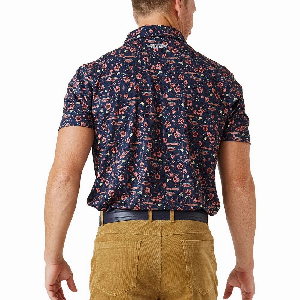 Straight Down Fear & Loathing Golf Polo New Indigo - FW24 Men