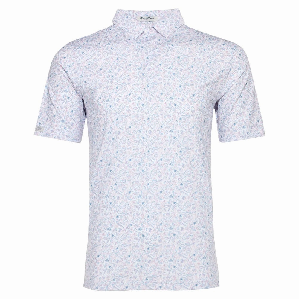 Straight Down Gridiron Golf Polo White - FW24 Men