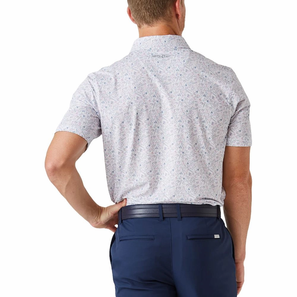 Straight Down Gridiron Golf Polo White - FW24 Men